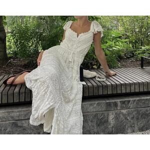 A Collective Story Women's White Ebba Eyelet Lace Maxi Dress Size Medium
